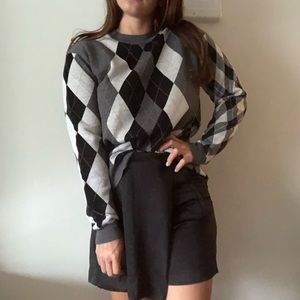 Stella McCartney Wool Jacquard Asym Argyle Sweater